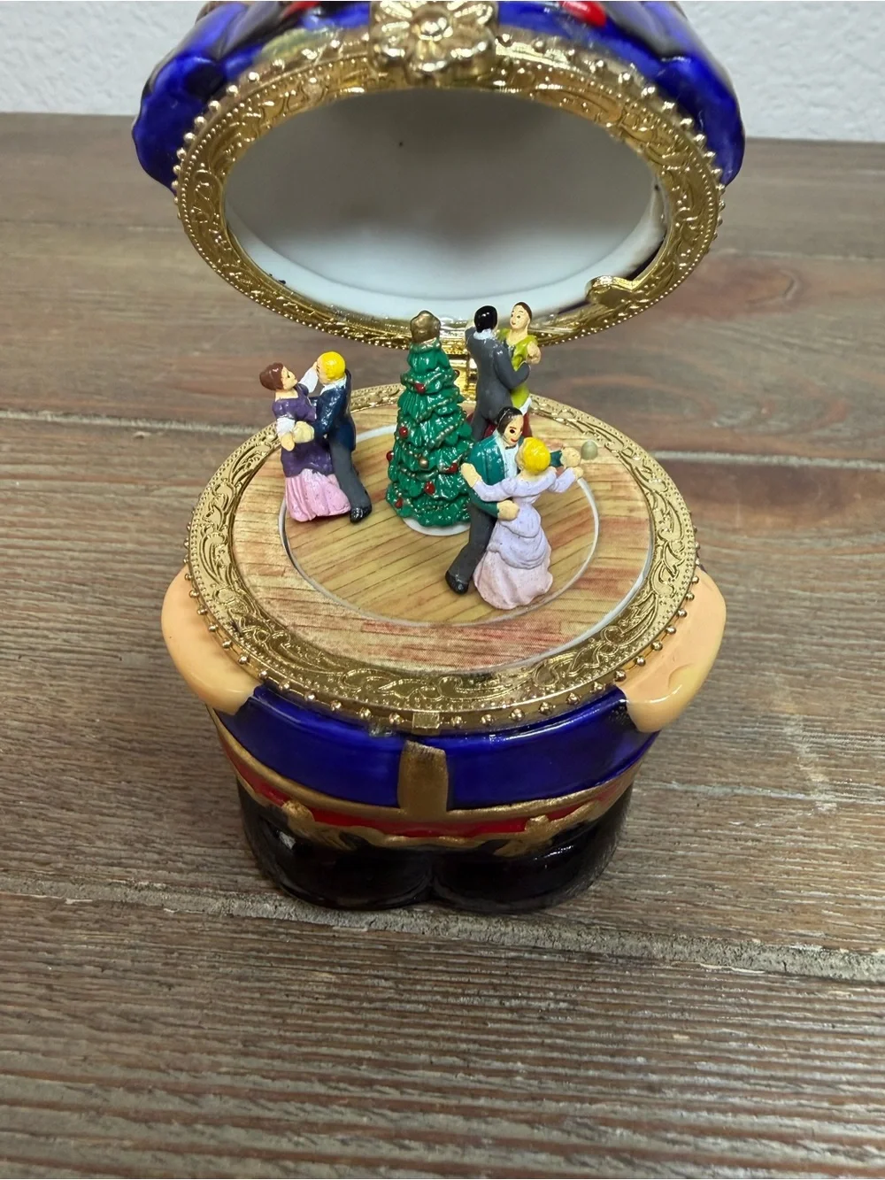 Mr. Christmas Hinged Music Box Plays Nutcracker Tiny House Ballroom Dancers 4”